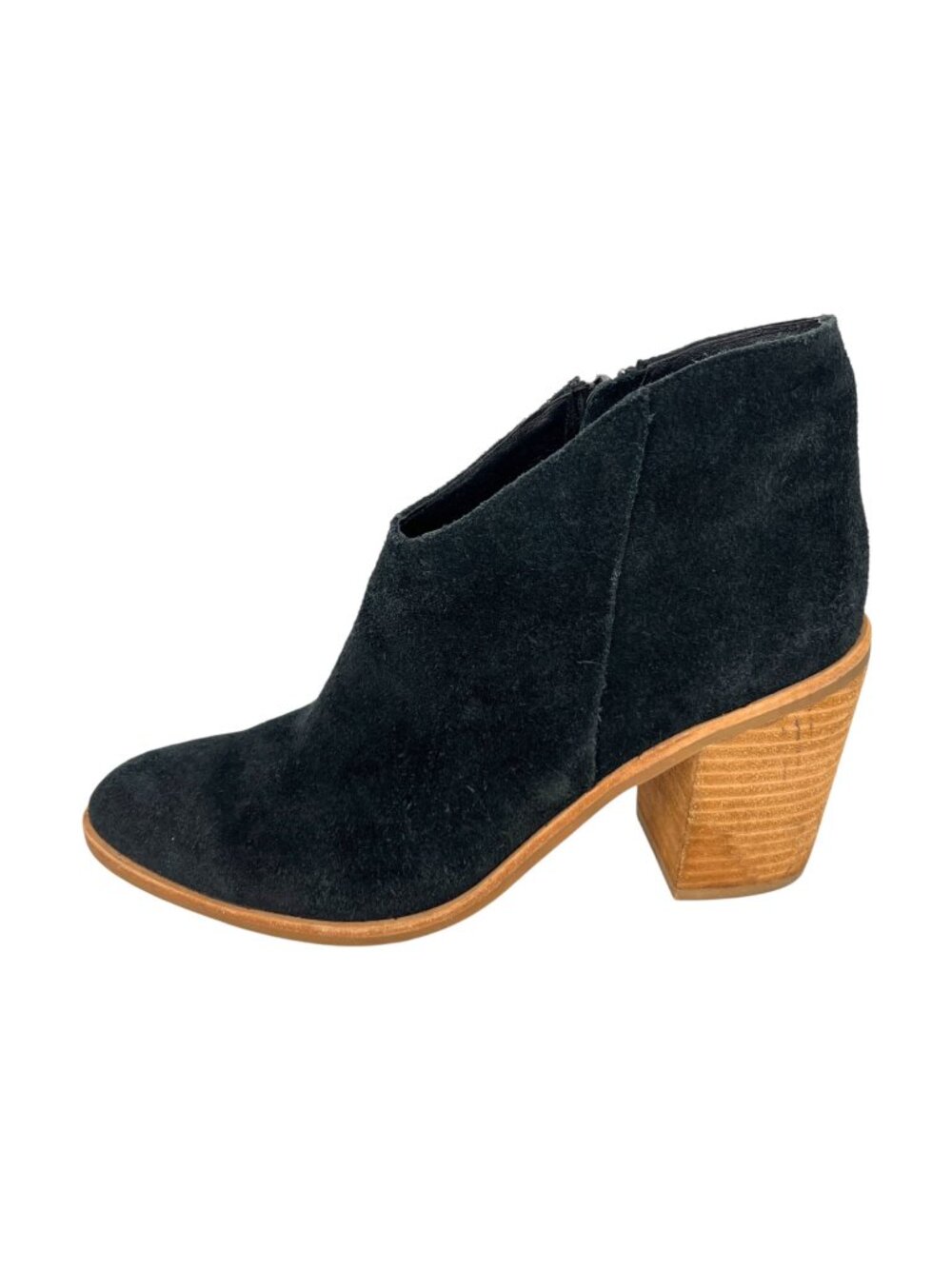 Jeffrey Campbell Kamet 2 Black Suede Ankle Boots Stacked Heel Side Zipper Size 8